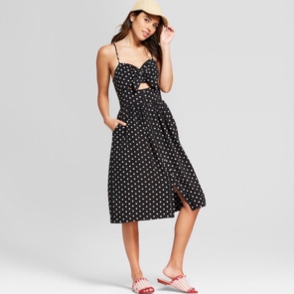 tie front polka dot dress